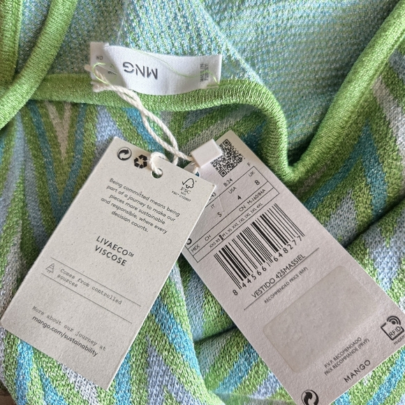 New Mango Chevron-Print Lurex Knit Midi Dress NWT Size 4 US / Small - Picture 9 of 9